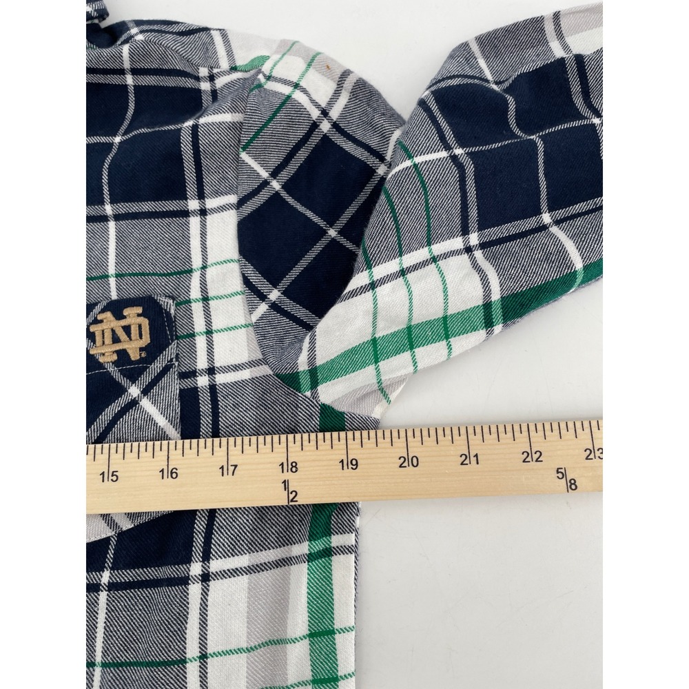 Notre Dame Plaid Flannel Top Womens Medium Navy Green Fighting Irish UG Apparel - Picture 6 of 9